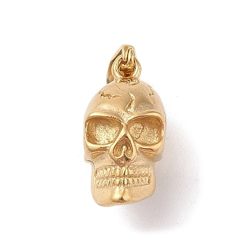 Vacuum Plating 304 Stainless Steel Pendants, Golden, Skull, 20.5x10x14mm, Hole: 6.5x3.5mm