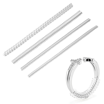 4Pcs 4 Style Plastic Spring Coil, Invisible Ring Size Adjuster, Clear, 10x0.35~0.5cm, 1pc/style