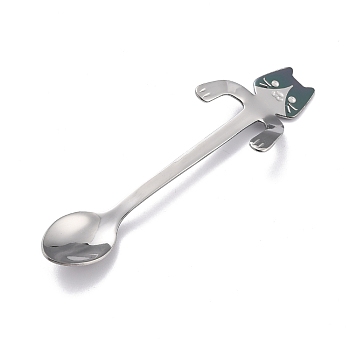 304 Stainless Steel Hanging Spoon, Cat Shape, Gunmetal & Platinum, 116x32x8.5mm