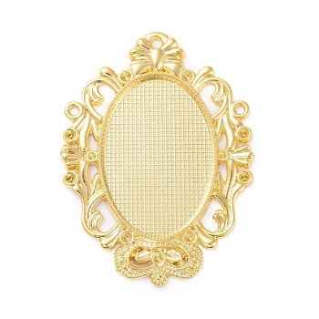 Alloy Pendant Cabochon Settings, Plain Edge Bezel Cups & Rhinestone Settings, Plain Edge Bezel Cups, Oval, Golden, Tray: 30x20mm, Fit for 1.2mm and 1.6mm Rhinestone, 49x36x2mm, Hole: 1.6mm