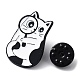 Cartoon Style Cat with Magnifying Glass Enamel Pins(JEWB-Q041-01B)-3