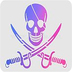 Large Plastic Reusable Drawing Painting Stencils Templates, for Painting on Scrapbook Fabric Tiles Floor Furniture Wood, Rectangle, Skull Pattern, 297x210mm(DIY-WH0202-074)