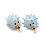 Home Decorations, Handmade Lampwork Display Decorations, Hedgehog, White, 18x15x9mm(X1-LAMP-J084-48)