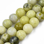 Natural Yellow Mustard Jasper Beads Strands, Round, 6~6.5mm, Hole: 1mm, about 58pcs/strand, 38cm(G-Q462-6mm-39)