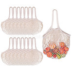 Cotton Woven Mesh Handle Tote Bag, Portable Reusable Grocery Bags, Wheat, 270x340x2~4mm(ABAG-WH0044-71)