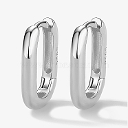 Sterling Silver Hoop Earring, Rectangle, with S925 Stamp, Silver, 14x10mm(ZM8420-1)