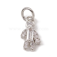 Brass Micro Pave Cubic Zirconia Charms, with Jump Rings, Boy Charms, Platinum, 12.5x6.5x2.5mm, Hole: 3.4mm(ZIRC-F132-08P)