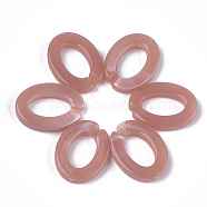 Acrylic Linking Rings, Quick Link Connectors, For Jewelry Chains Making, Imitation Gemstone Style, Oval, Rosy Brown, 24.5x18.5x4mm, Hole: 14.5x9mm, about: 440pcs/500g(OACR-S021-27I)