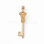 Vacuum Plating 304 Stainless Steel Big Pendants, Crown Key Charms, Golden, 58x17x14mm, Hole: 4.5x8mm(STAS-G285-20G)