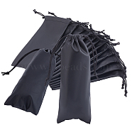 Imitation Leather Pouches, Drawstring Bags, Black, 18.5x9x0.4cm(ABAG-WH0031-28A-02)