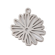 Non-Tarnish 304 Stainless Steel Pendants, Laser Cut, Hollow Birth Flower Charm, Stainless Steel Color, September Aster, 14x13x1mm, Hole: 1.2mm(STAS-S139-06P-04)