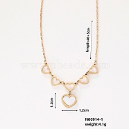 Stylish Stainless Steel & Plastic Heart Pendant Necklaces, with Cable Chain for Women Girl, White, 15.75 inch(40cm)(II9512-1)