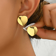 Geometric Earrings Stainless Steel Women's Daily Party Jewelry, Golden, Heart, 14mm(LP1702-4)