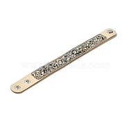 Faux Suede Snap Cord Bracelet, Natural Dalmatian Jasper & Shell Chips Beaded Wristband for Men Women, 8-5/8 inch(22cm)(BJEW-F428-08)