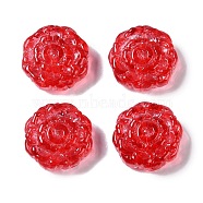 Painted Glass Beads, Flower, Red, 15x15.5x6.5mm, Hole: 1.2mm(GLAA-S202-14H)