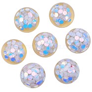Flatback Resin Cabochons, with Flat Round Paillette/Sequin Inside, Half Round/Dome, Clear, 14.5x8mm(DIY-CJC0001-04B)