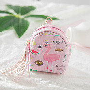 PU Leather Unicorn Coin Purses, Change Zipper Purse Keychain Wallets, Bag Shape with Tassel, Pink, 10x8x4.5cm(BIRD-PW0001-046A)