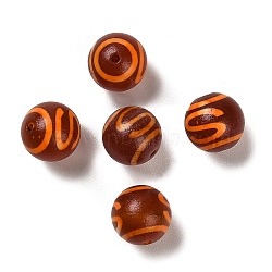 Tibetan Style dZi Beads, Natural Agate Beads, Dyed & Heated, Round, Dark Red, Money Hook Pattern, 14~14.5mm, Hole: 1.6mm(TDZI-R002-03C)