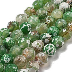 Faceted Natural Fire Crackle Agate Beads Strands, Round, Dyed & Heated, Medium Sea Green, 11.5mm, Hole: 1.6mm, about 31pcs/strand, 14.76''(37.5cm)(G-F447-12mm-N04)