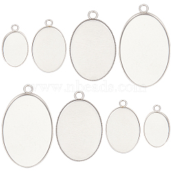 40Pcs 4 Styles 304 Stainless Steel Pendant Cabochon Settings, Milled Edge Bezel Cups, Oval, Stainless Steel Color, Tray: 13~30x10~20mm, 17.5~35x11~21x1~2mm, Hole: 2~2.5mm, 10pcs/style(STAS-SC0006-18)