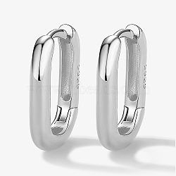 Sterling Silver Hoop Earring, Rectangle, with S925 Stamp, Silver, 14x10mm(ZM8420-1)