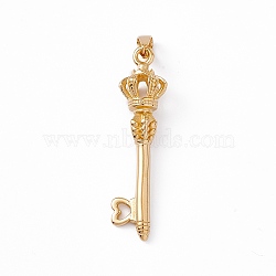 Vacuum Plating 304 Stainless Steel Big Pendants, Crown Key Charms, Golden, 58x17x14mm, Hole: 4.5x8mm(STAS-G285-20G)