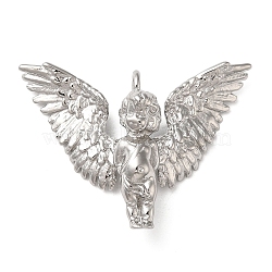 304 Stainless Steel Pendants, Angel Charm, Stainless Steel Color, 30x41x10mm, Hole: 3mm(STAS-Q252-26P)