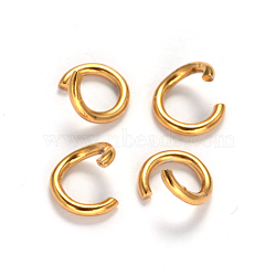 Ion Plating(IP) 304 Stainless Steel Open Jump Rings, Real 18K Gold Plated, 18 Gauge, 6x1mm, Inner Diameter: 4mm(STAS-M235-C-01)