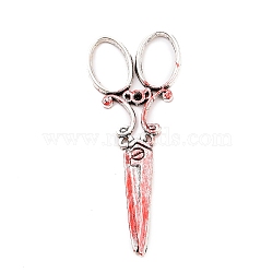 Alloy Enamel Pendants, Scissor Charm, Platinum, 58.5x24x1.5mm, Hole: 8.5x13.5mm(ENAM-M055-25P)