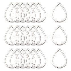 Brass Linking Rings, Teardrop, Silver Color Plated, about 7mm wide, 11mm long, 1mm thick(X-EC0317x11mm-S)