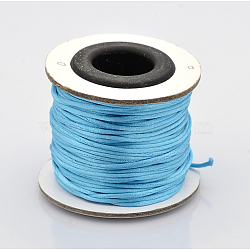 Macrame Rattail Chinese Knot Making Cords Round Nylon Braided String Threads, Satin Cord, Deep Sky Blue, 1mm, about 32.8 yards(30m)/roll(NWIR-O001-03)