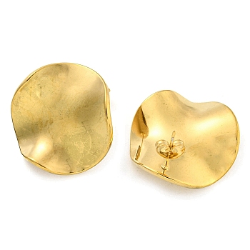 Ion Plating(IP) 304 Stainless Steel Ear Studs, Flat Round, Real 18K Gold Plated, 25mm