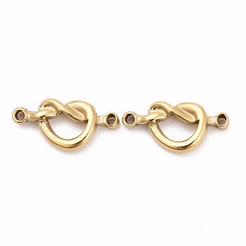 Ion Plating(IP) 316 Surgical Stainless Steel Links Connectors, Heart, Real 24K Gold Plated, 8.5x18x3mm, Hole: 1.2mm
