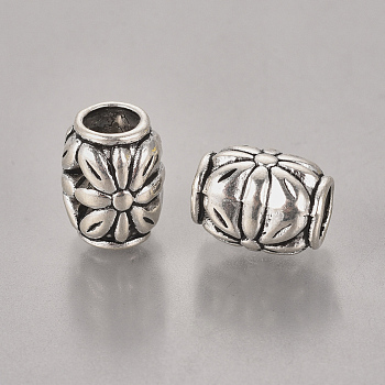 Tibetan Style Alloy Beads, Lead Free & Cadmium Free, Antique Silver, Barrel, 8.5mm in diameter, 10.5mm thick, hole: 4.5 mm