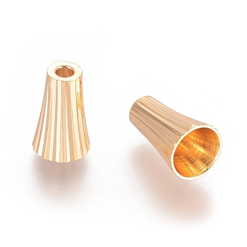 Brass Bead Cones, Real 18K Gold Plated, 11.5x7mm, Hole: 2mm, Inner Diameter: 6mm