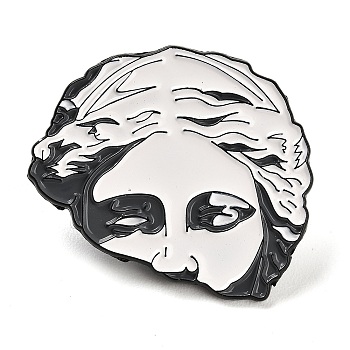 Plaster Statue Theme Enamel Pins, Electrophoresis Black Alloy Brooch, Black, 28x30x1.8mm