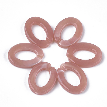 Acrylic Linking Rings, Quick Link Connectors, For Jewelry Chains Making, Imitation Gemstone Style, Oval, Rosy Brown, 24.5x18.5x4mm, Hole: 14.5x9mm, about: 440pcs/500g