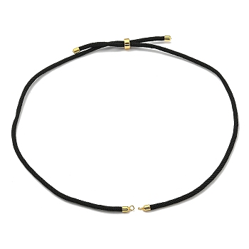 Nylon Cords Necklace Making, with Golden Brass Findings, Long-Lasting Plated, Black, 22~22.8 inch(56~58cm), Hole: 1.7mm
