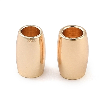 Brass Beads, Column, Real 18K Gold Plated, 9x6mm, Hole: 3.8mm