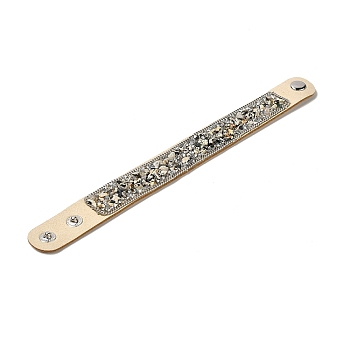 Faux Suede Snap Cord Bracelet, Natural Dalmatian Jasper & Shell Chips Beaded Wristband for Men Women, 8-5/8 inch(22cm)