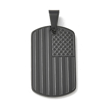 304 Stainless Steel Pendants, Rectangle with Star Charm, Black, 33x20x2mm, Hole: 7.5x5mm