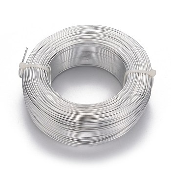 Round Aluminum Wire, Flexible Craft Wire, for Beading Jewelry Doll Craft Making, Silver, 15 Gauge, 1.5mm, 100m/500g(328 Feet/500g)