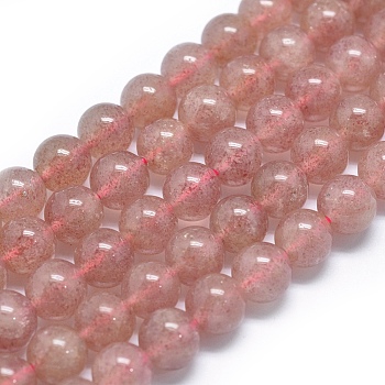 Natural Strawberry Quartz Beads, Round, 8mm, Hole: 1mm, about 252pcs/250g