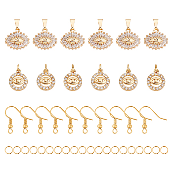 ARRICRAFT DIY Dangle Earring Making Kits, Including 10Pcs 2 Styles Brass Micro Pave Cubic Zirconia Pendants, 20Pcs 304 Stainless Steel Jump Rings and 10Pcs Brass Earring Hooks, Golden, Pendants: 6pcs/style