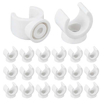 20Pcs PVC Plastic U-Hook Holder, Talon Clamps Pipe Support, White, 21.5x21.5x16.5mm, Hole: 5mm