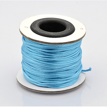 Macrame Rattail Chinese Knot Making Cords Round Nylon Braided String Threads, Satin Cord, Deep Sky Blue, 1mm, about 32.8 yards(30m)/roll