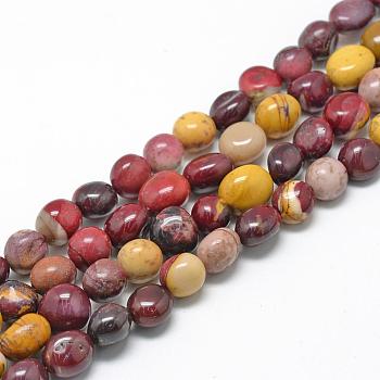 Natural Mookaite Beads Strands, Oval, 8~15x7~12x4~12mm, Hole: 1mm, about 30~45pcs/strand, 15.7 inch