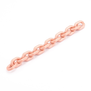 Handmade Opaque Acrylic Cable Chains, Round Ring, Dark Salmon, 19x14x4mm, about 39.37 inch(1m)/strand