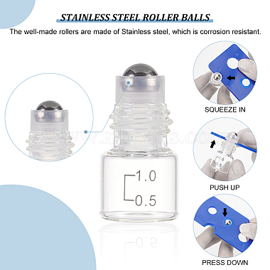 ベネクリエイト 24 個の透明ガラス製ローラー ボール ボトル、スケールとプラスチック カバー付き(DIY-BC0006-46)-4
