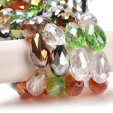 Faceted Teardrop Glass Beads Strands(X-GS053-AB)-2
